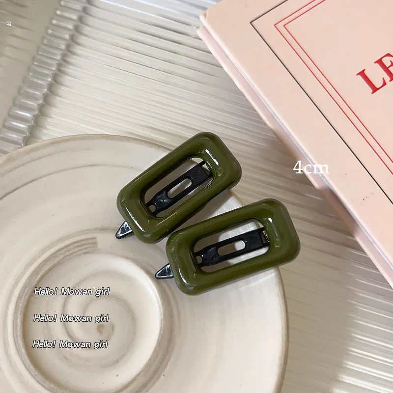 2pcs Sauqre Hair Clips for Women Sweet Girl Hairpins Korea Fashion Hair Pin Bang Side Clip
