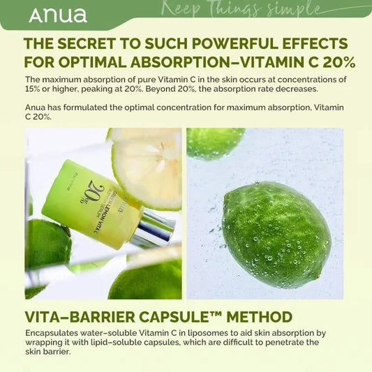 Anua Vitamin B + C Spot Whitening Set Green Lemon Vita C 20% Blemish Serum + Peach 70% Niacin Serum