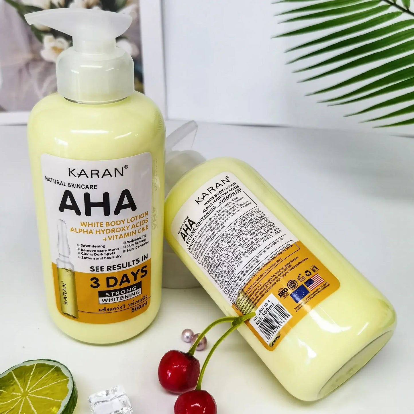500ml AHA Fruit Acid Whitening Body Cream Hydroxy Acids Vitamin C&E Hydrating Lighter