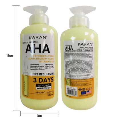 500ml AHA Fruit Acid Whitening Body Cream Hydroxy Acids Vitamin C&E Hydrating Lighter