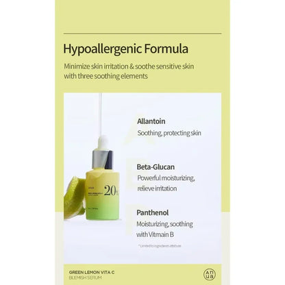 Anua Vitamin B + C Spot Whitening Set Green Lemon Vita C 20% Blemish Serum + Peach 70% Niacin Serum