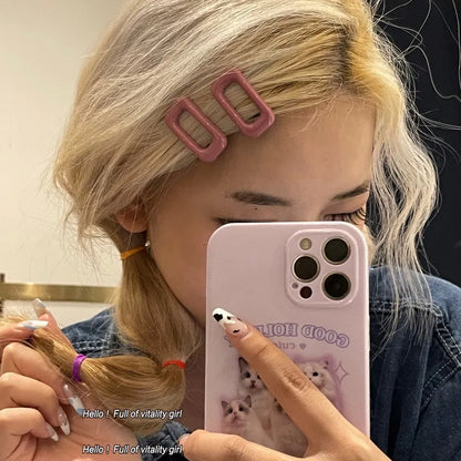 2pcs Sauqre Hair Clips for Women Sweet Girl Hairpins Korea Fashion Hair Pin Bang Side Clip