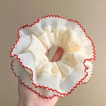 Checkered Scrunchies for Hair Fashion Girls Headwear Cloth Hairties for Women Floral Hair