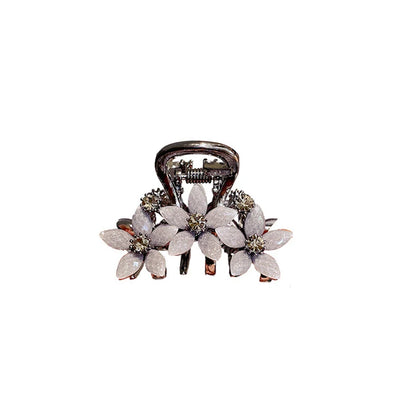 Rhinestone Glazed Flower Hair Clip Black Color High-end Half-tied Hair Claw Back Head Women's