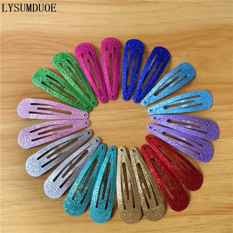 40Pcs/Lot Girls Hair Accessories Colorful Hairpin Printed Paint Water Droplet BB Clip Cartoon Metal