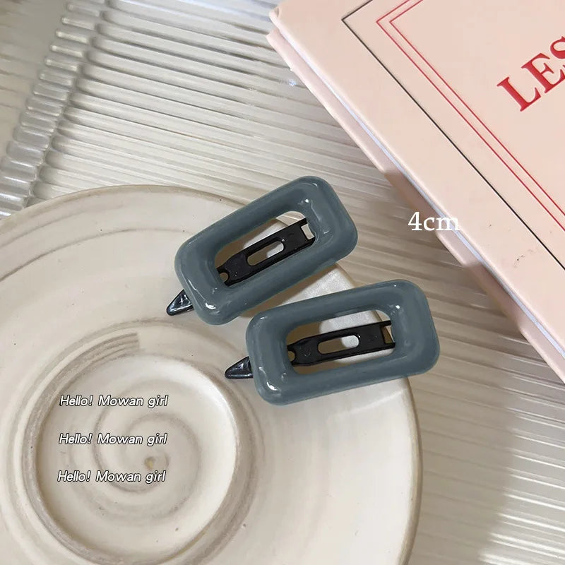 2pcs Sauqre Hair Clips for Women Sweet Girl Hairpins Korea Fashion Hair Pin Bang Side Clip