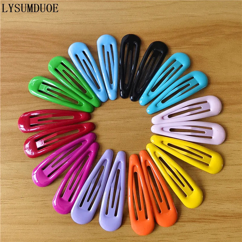 40Pcs/Lot Girls Hair Accessories Colorful Hairpin Printed Paint Water Droplet BB Clip Cartoon Metal