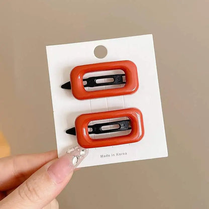 2pcs Sauqre Hair Clips for Women Sweet Girl Hairpins Korea Fashion Hair Pin Bang Side Clip