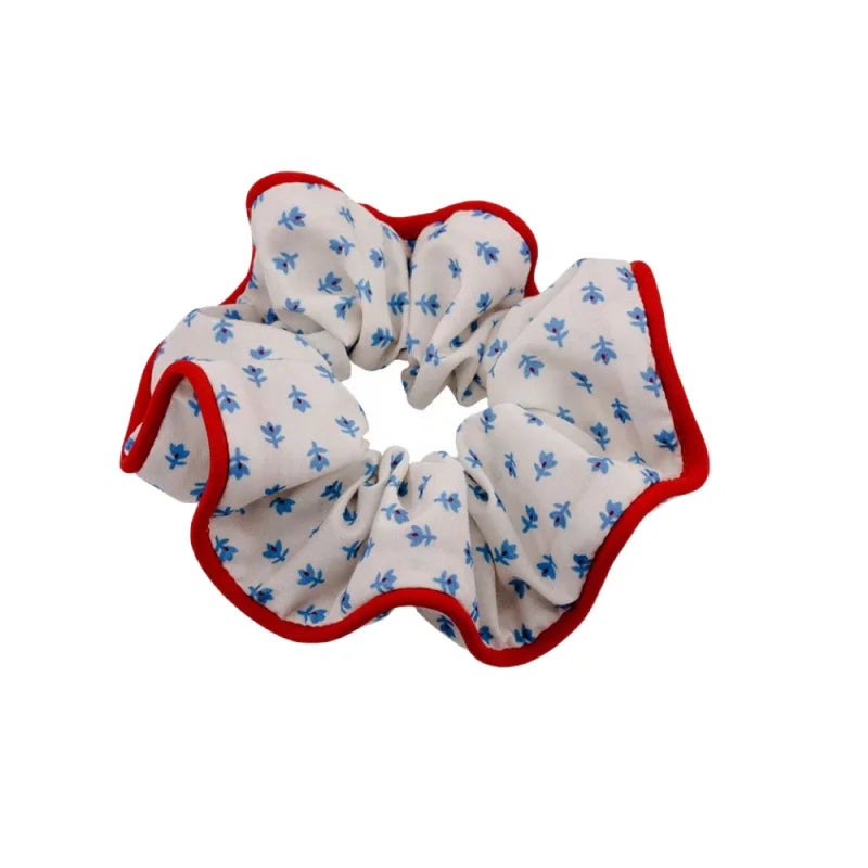 Checkered Scrunchies for Hair Fashion Girls Headwear Cloth Hairties for Women Floral Hair