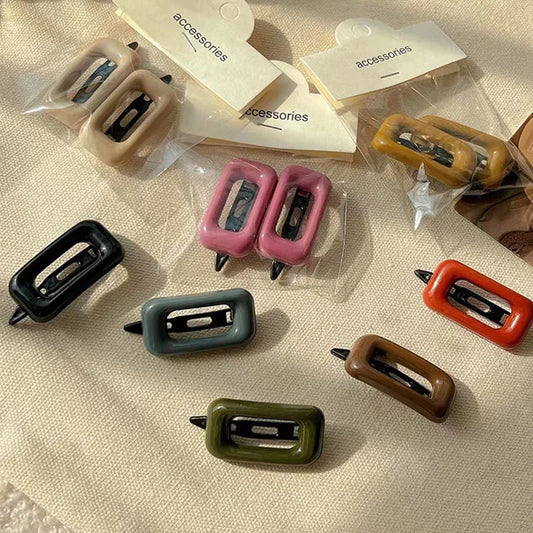 2pcs Sauqre Hair Clips for Women Sweet Girl Hairpins Korea Fashion Hair Pin Bang Side Clip