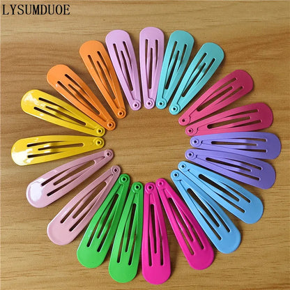 40Pcs/Lot Girls Hair Accessories Colorful Hairpin Printed Paint Water Droplet BB Clip Cartoon Metal