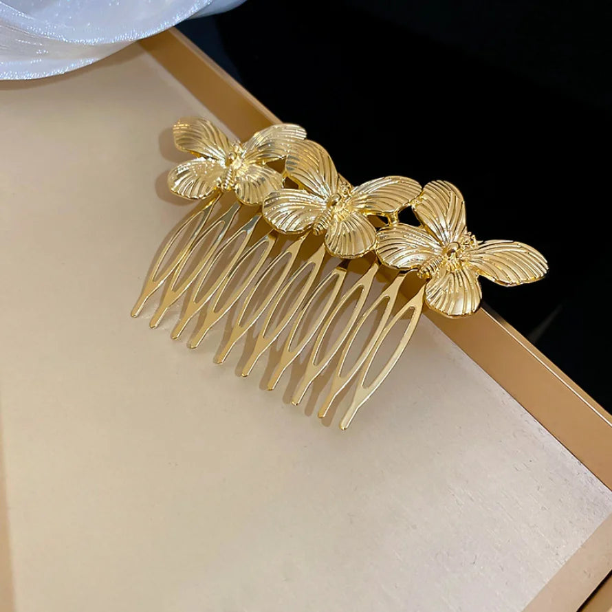 Fashion Metal Butterfly Hair Combs For Women Gold Color Insect Bride Headdress Hair Jewelry Accessories
