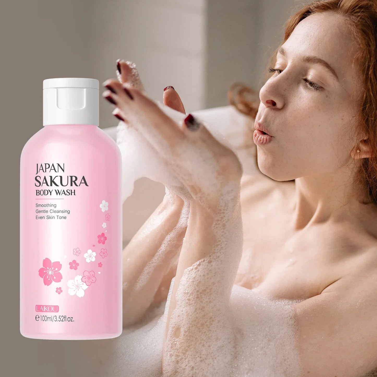 LAIKOU 100ml Sakura Body Wash Shower Gels Lotion Cherry Blossom Smooth Gentle Cleansing