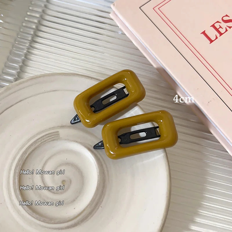 2pcs Sauqre Hair Clips for Women Sweet Girl Hairpins Korea Fashion Hair Pin Bang Side Clip