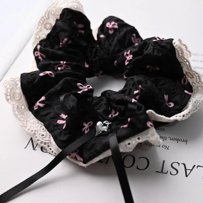Checkered Scrunchies for Hair Fashion Girls Headwear Cloth Hairties for Women Floral Hair